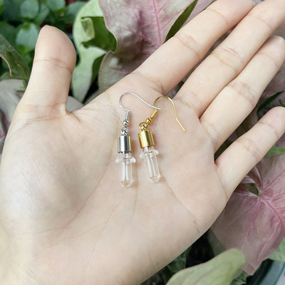 10X originalna cijev/srce/lopta/ravna staklena bočica viseće duge naušnice Naziv na bočici rižinog ulja za žene Staklene naušnice s mjehurićima