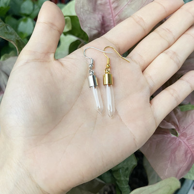 10X originalna cijev/srce/lopta/ravna staklena bočica viseće duge naušnice Naziv na bočici rižinog ulja za žene Staklene naušnice s mjehurićima