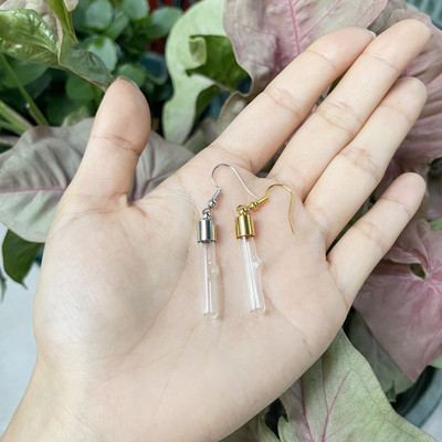 10X originalna cijev/srce/lopta/ravna staklena bočica viseće duge naušnice Naziv na bočici rižinog ulja za žene Staklene naušnice s mjehurićima