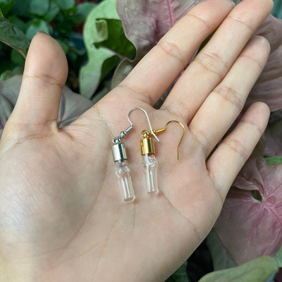 10X originalna cijev/srce/lopta/ravna staklena bočica viseće duge naušnice Naziv na bočici rižinog ulja za žene Staklene naušnice s mjehurićima