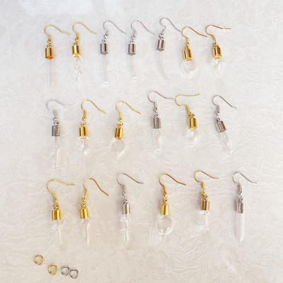 10X originalna cijev/srce/lopta/ravna staklena bočica viseće duge naušnice Naziv na bočici rižinog ulja za žene Staklene naušnice s mjehurićima