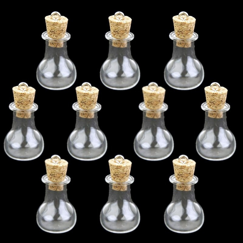 10 bucăți sticle de sticlă din plută și 10 bucăți de 20 ml mini sticle transparentă pentru dorințe fiole de sticlă pentru mesaj