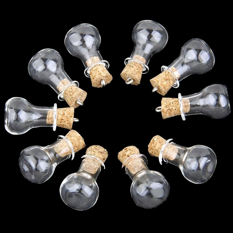 10 bucăți sticle de sticlă din plută și 10 bucăți de 20 ml mini sticle transparentă pentru dorințe fiole de sticlă pentru mesaj