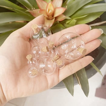 Μίνι γυάλινα μπουκάλια 8X 12-40mm Beads Orb Clear Drifting Bottles Μικρά μπουκάλια λαδιού αρώματος ευχών με πώματα από φελλό για κολιέ