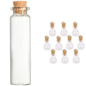 10 db üveg palack parafa üvegüveg medál és 10 db 20 ml-es mini átlátszó kívánságüveg üzenet üvegfiola