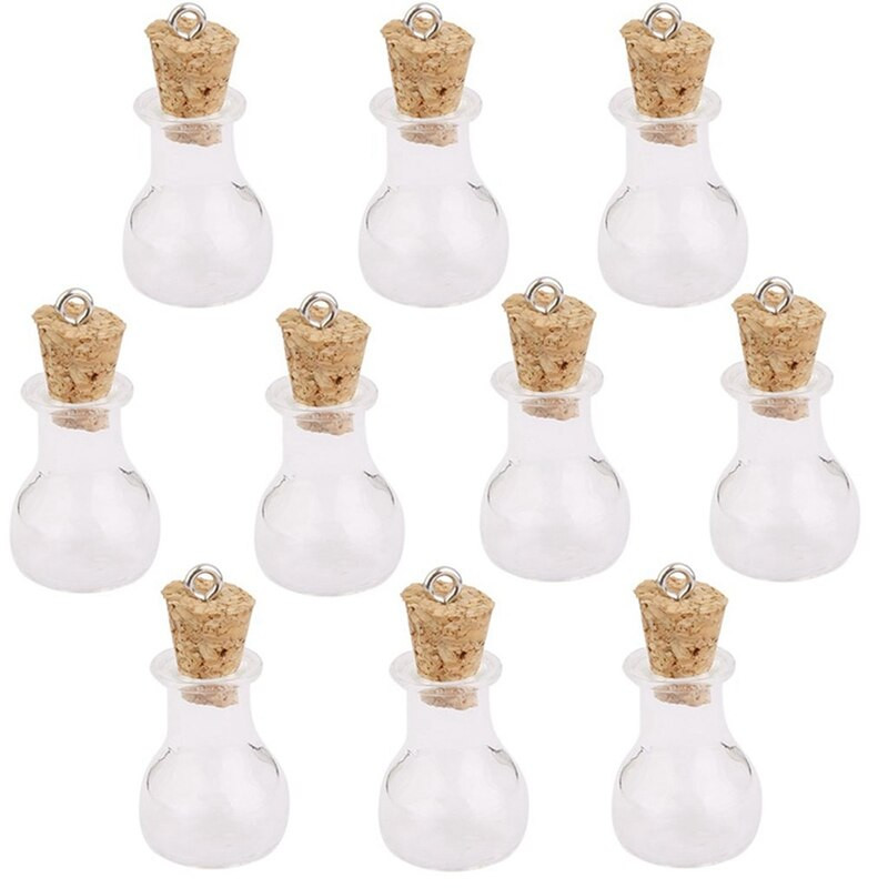 10 db üveg palack parafa üvegüveg medál és 10 db 20 ml-es mini átlátszó kívánságüveg üzenet üvegfiola