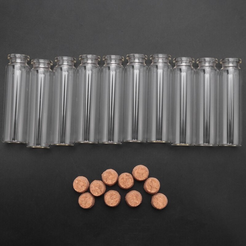 10 db 20 ml-es Mini Clear Wishing Bottle Üzenőüveg fiola parafa lakberendezéssel