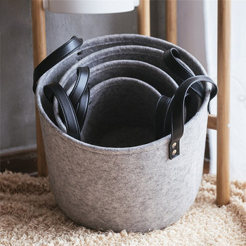 Нова филцова сгъваема кошница за пране Squre Storage Bin Barrel Hamper Сгъваема кошница за играчки за дрехи Кофа Органайзер Голям капацитет