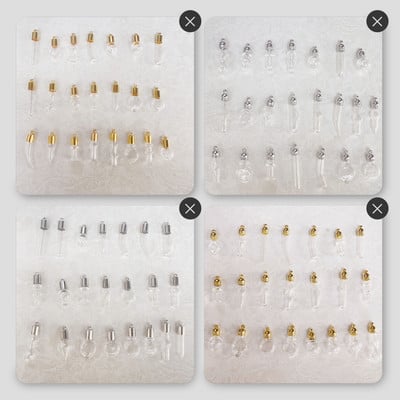 8X Mix Stílusú üvegfiola medál Mini Parfüm Olaj Palack Bűbáj Rizs Fiolák Ragasztós Kupak Nyaklánc Charms DIY Név a Rice Art ékszereken