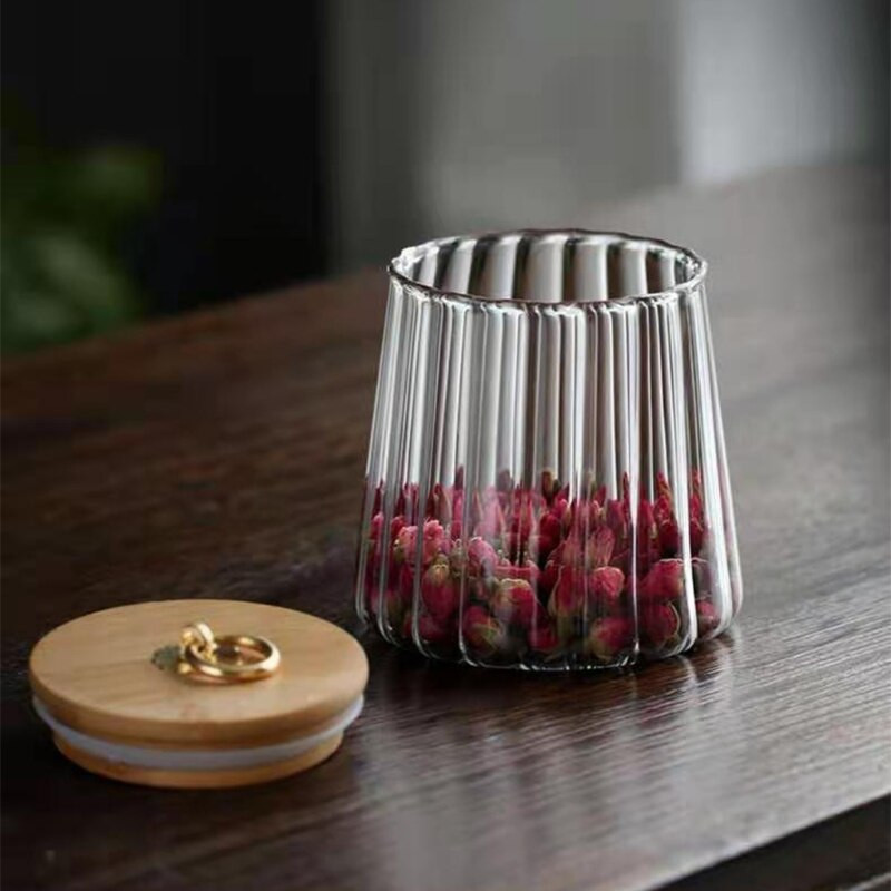 Daugiafunkcinis dekoratyvinis stiklainis sandariai uždarytas skaidraus stiklo prieskonių indelis su dangteliu druskos pipirų arbatos cukraus laikymo dėžutė