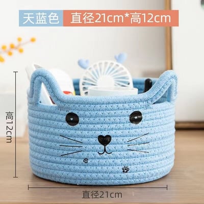 21x12cm Animale din desene animate Coș de depozitare frânghie de bumbac țesute Organizator de jucării pentru copii Cutie de haine pentru depozitare de birou, realizată manual