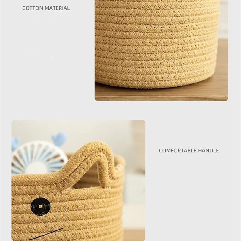 21x12cm Animale din desene animate Coș de depozitare frânghie de bumbac țesute Organizator de jucării pentru copii Cutie de haine pentru depozitare de birou, realizată manual