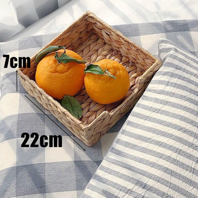 Coș de depozitare din zambile țesute cu paie naturală Container de birou pătrat țesut manual Cutie pentru articole de masă pentru uz casnic