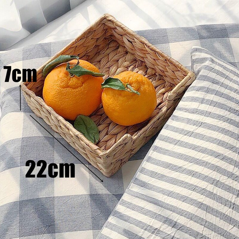 Coș de depozitare din zambile țesute cu paie naturală Container de birou pătrat țesut manual Cutie pentru articole de masă pentru uz casnic