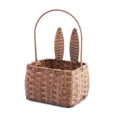 Coș de Paște cu ureche de iepuraș Coș drăguț de primăvară pentru picnic Coș de mână Coșuri pentru copii cu mâner Container organizator de machiaj