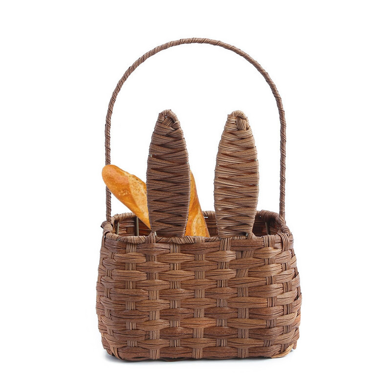 Coș de Paște cu ureche de iepuraș Coș drăguț de primăvară pentru picnic Coș de mână Coșuri pentru copii cu mâner Container organizator de machiaj