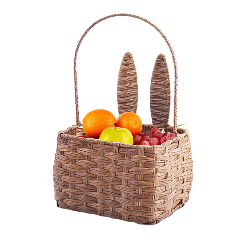 Coș de Paște cu ureche de iepuraș Coș drăguț de primăvară pentru picnic Coș de mână Coșuri pentru copii cu mâner Container organizator de machiaj