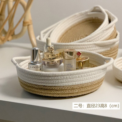 Кутия за бижута от памучен конец Кошница за съхранение на козметика Памучно въже Настолна кутия за съхранение Ключ Дистанционно управление Кошница за съхранение