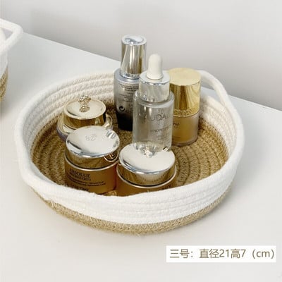 Кутия за бижута от памучен конец Кошница за съхранение на козметика Памучно въже Настолна кутия за съхранение Ключ Дистанционно управление Кошница за съхранение