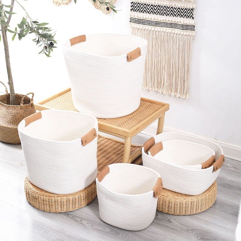 virvių žaislų skalbinių laikymo dėžės DILATE Austinis laikymo krepšelis Medvilninės virvės žaislų skalbinių laikymo krepšelis Virvių laikymo dėžės žaislams