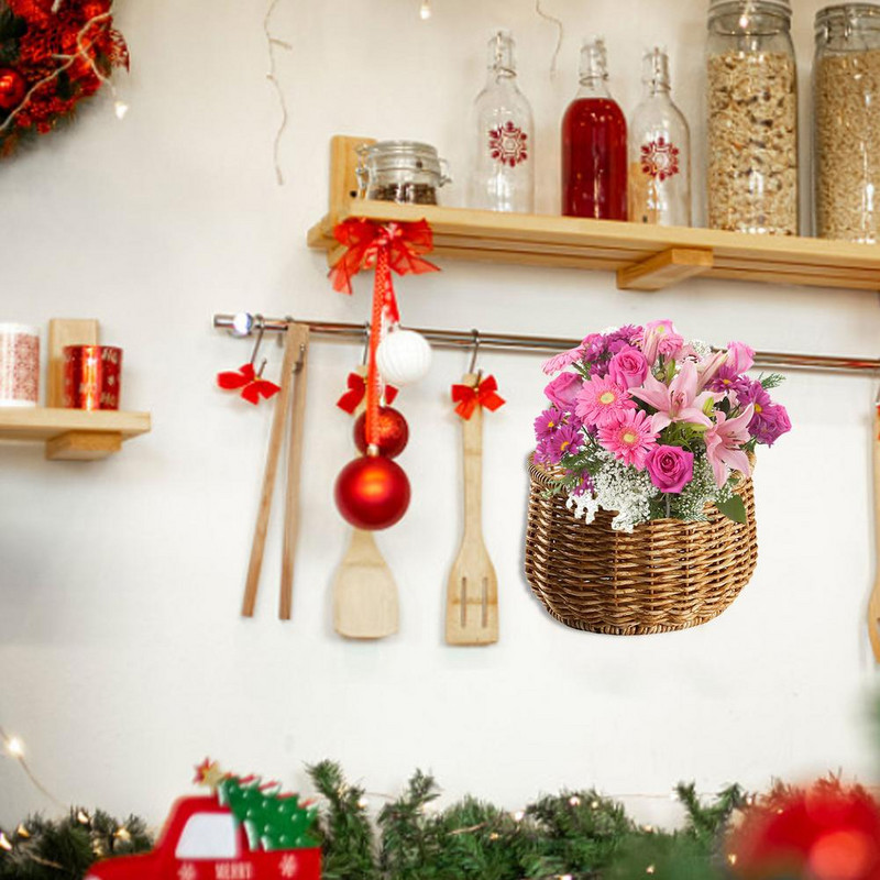 Pakabų laikymo krepšeliai – Pinti sieniniai pakabinimai Krepšelio laikymo Mažo krepšelio tvarkyklė su rankena Namų amatai Decoratio