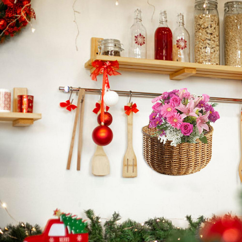 Pakabų laikymo krepšeliai – Pinti sieniniai pakabinimai Krepšelio laikymo Mažo krepšelio tvarkyklė su rankena Namų amatai Decoratio