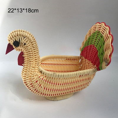 Kézzel szőtt tárolókosár Rattan szőtt gyümölcskosár Aranyos állat alakú kenyér Gyümölcs Étel Reggeli Vitrin Kézműves Dekoráció