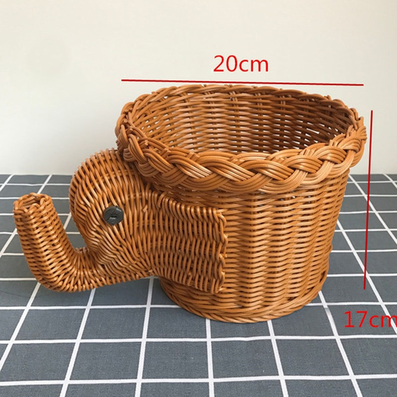 Kézzel szőtt tárolókosár Rattan szőtt gyümölcskosár Aranyos állat alakú kenyér Gyümölcs Étel Reggeli Vitrin Kézműves Dekoráció