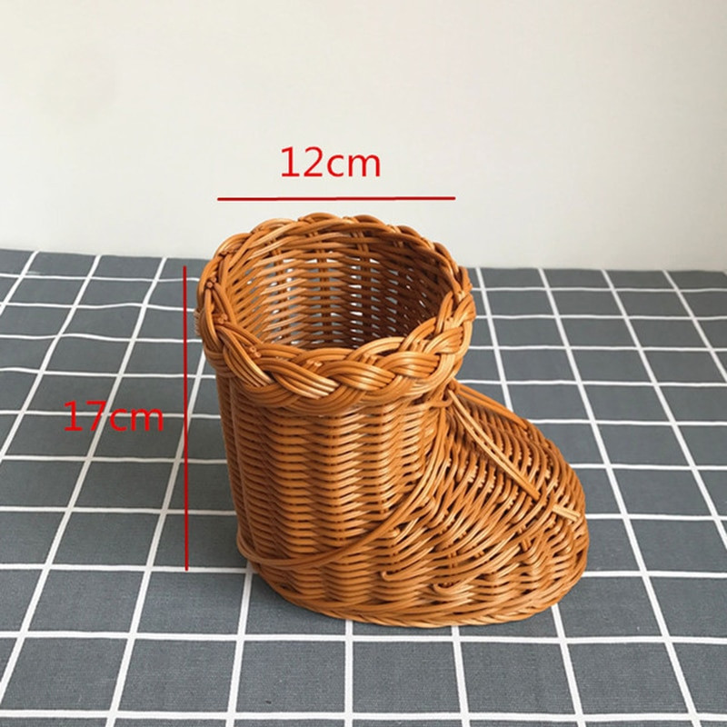 Kézzel szőtt tárolókosár Rattan szőtt gyümölcskosár Aranyos állat alakú kenyér Gyümölcs Étel Reggeli Vitrin Kézműves Dekoráció