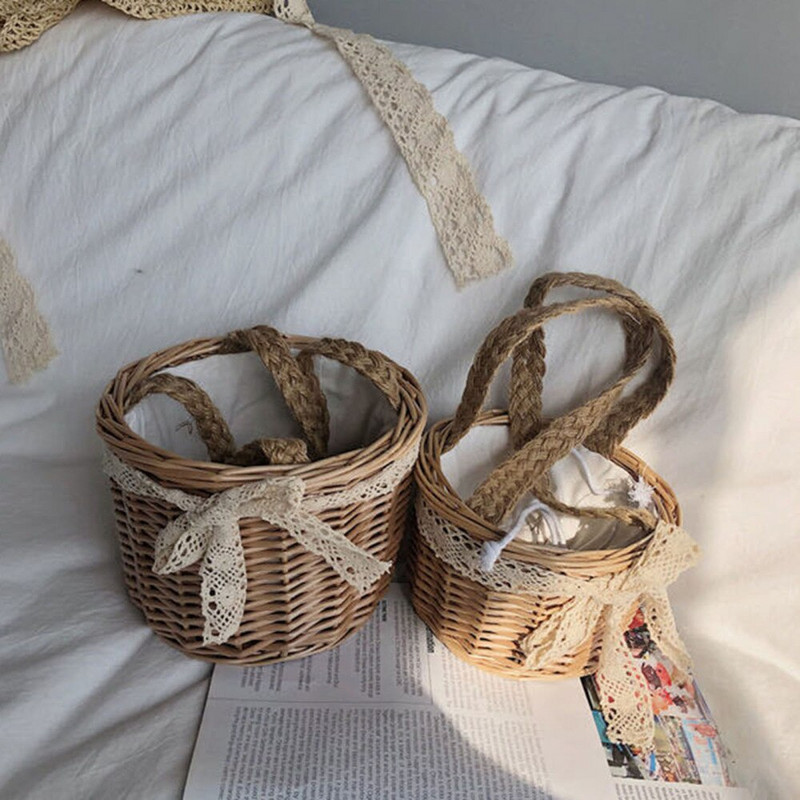 Standuri de flori țesute pungă container curte frumos aranjament material rattan lucrat manual nunta maro ambalaj floral impermeabil