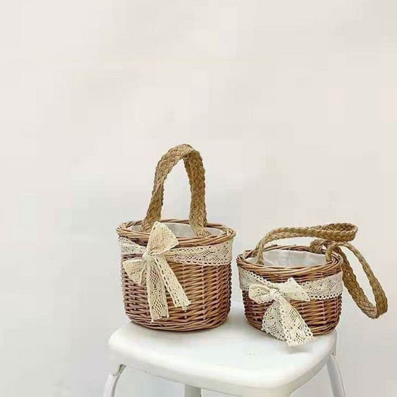 Standuri de flori țesute pungă container curte frumos aranjament material rattan lucrat manual nunta maro ambalaj floral impermeabil