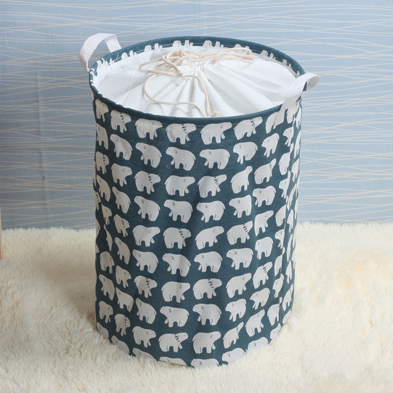 Coș de rufe pliabil Coș de depozitare din țesătură pentru haine, jucării, găleată de depozitare impermeabilă cu snur, organizator de baie