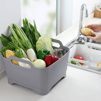 Εγχειρίδιο Kitchen Washing Vegetable Fruit Storage Basket Καλάθι αποστράγγισης περιστρεφόμενου βύσματος νερού Πλαστικά φίλτρα δοχείων καθαρισμού