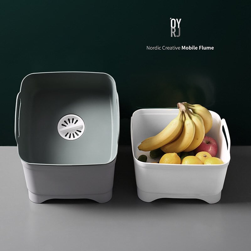 Virtuvės plovimas Daržovių Vaisių laikymo krepšelis Rankinis besisukantis vandens kištukas Išleidimo krepšelis Plastikiniai valymo indo sieteliai