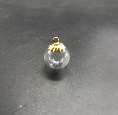 10db 14mm Üres Üveggömb Golyós Üveggömb fém kupakkal Charms medálok üvegfiolák Kívánságpalackok üveggömbök kupakkal üvegek