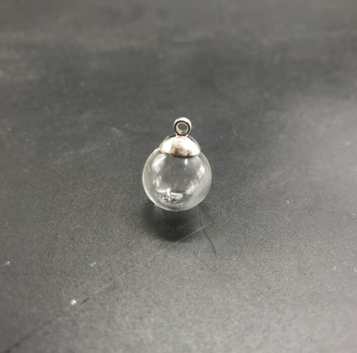 10db 14mm Üres Üveggömb Golyós Üveggömb fém kupakkal Charms medálok üvegfiolák Kívánságpalackok üveggömbök kupakkal üvegek