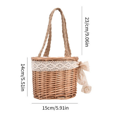 Rankomis austi rotango pintų krepšelių laikymo dėžutė namų apyvokos reikmenys su rankenomis vestuvių gėlių mergaičių krepšeliais