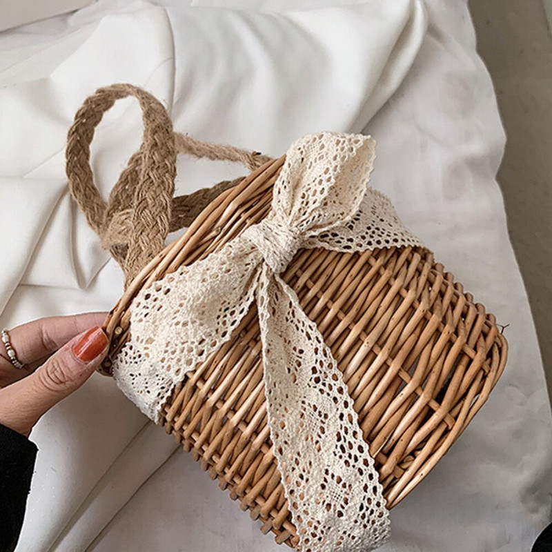 Rankomis austi rotango pintų krepšelių laikymo dėžutė namų apyvokos reikmenys su rankenomis vestuvių gėlių mergaičių krepšeliais