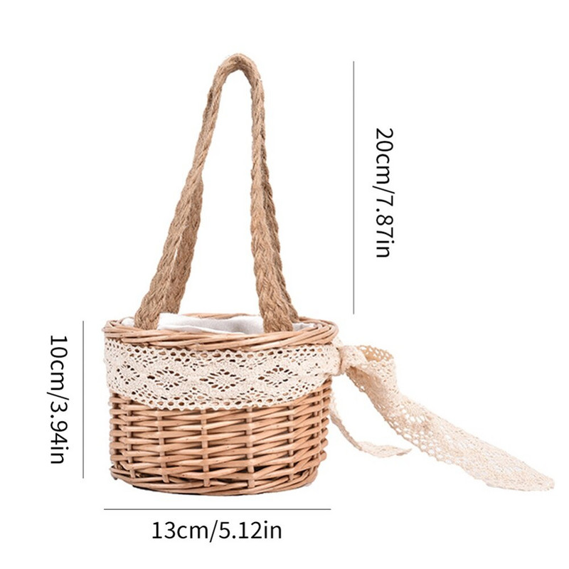 Rankomis austi rotango pintų krepšelių laikymo dėžutė namų apyvokos reikmenys su rankenomis vestuvių gėlių mergaičių krepšeliais