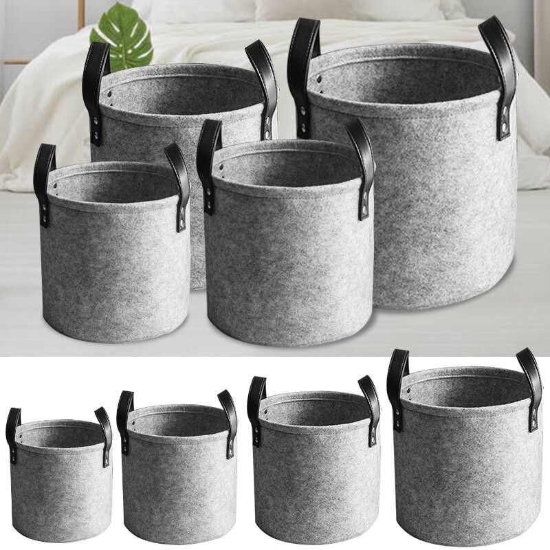Coș de rufe din pâslă Coș portabil de depozitare pentru jucării pentru copii Coș rotund Coș pentru haine murdare Dulap Organizator găleată