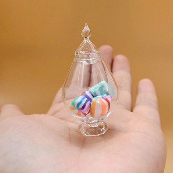 1/12 Scale Pretend Toy Dollhouse Miniature Glass Candy Jar Simulation Candy Bottle Bottle Toy for Home Kitchen Decor