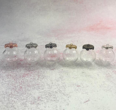 10 бр./лот 25x15 mm кух стъклен глобус с 6 цвята за цветна основа кълбо стъклени флакони висулка стъклена бутилка бижута висулка декор