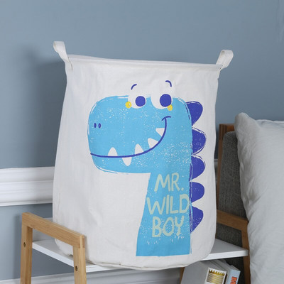 Vaikų žaislų laikymo krepšelis Sulankstomas buitinis skalbinių krepšys Mielas medvilninis lininis kibiras Animacinių filmų spaudinių drabužių organizatorių krepšeliai