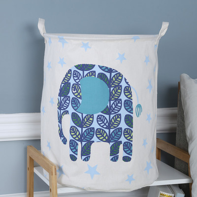 Vaikų žaislų laikymo krepšelis Sulankstomas buitinis skalbinių krepšys Mielas medvilninis lininis kibiras Animacinių filmų spaudinių drabužių organizatorių krepšeliai