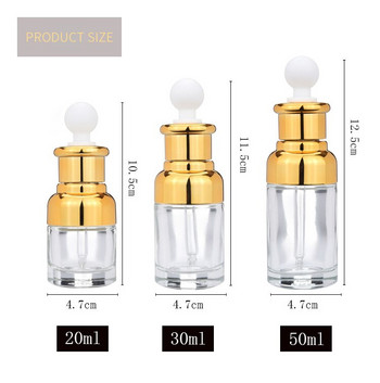 1 τεμ. Glass Drop Bottle Aromatherapy Liquid Dropper για αιθέριο βασικό έλαιο Μπουκάλια πιπέτας επαναγεμιζόμενα 20-50ML υψηλής ποιότητας