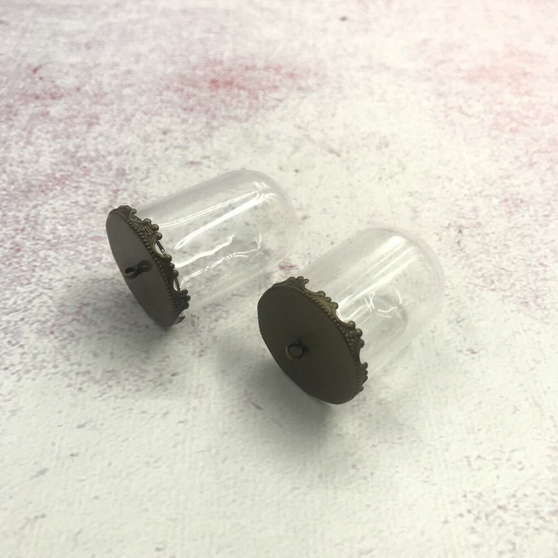 5 vnt. / siunta 35x25 mm varpelio stiklainiai vamzdžio formos stiklinis gaublys burbulas su 7 spalvų pagrindo stiklu noro buteliuko karoliai stiklo dangtelis kupolo dangtelis