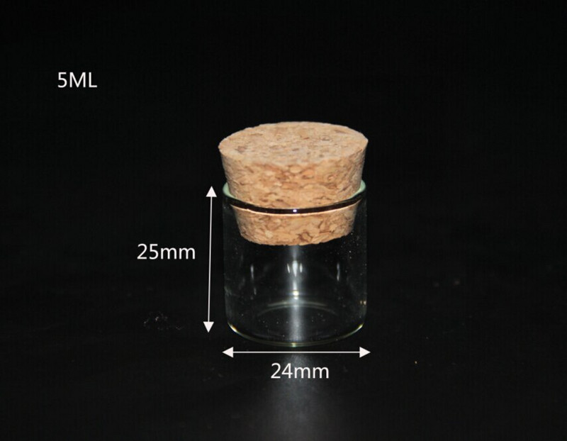 8 db 24*25 mm-es 5 ml-es mini üres 2 stílusú nyitott üveg átlátszó palackok parafa dugóval Üvegfiolák Tégelyek Tárolópalackok Kémcsöves tégelyek