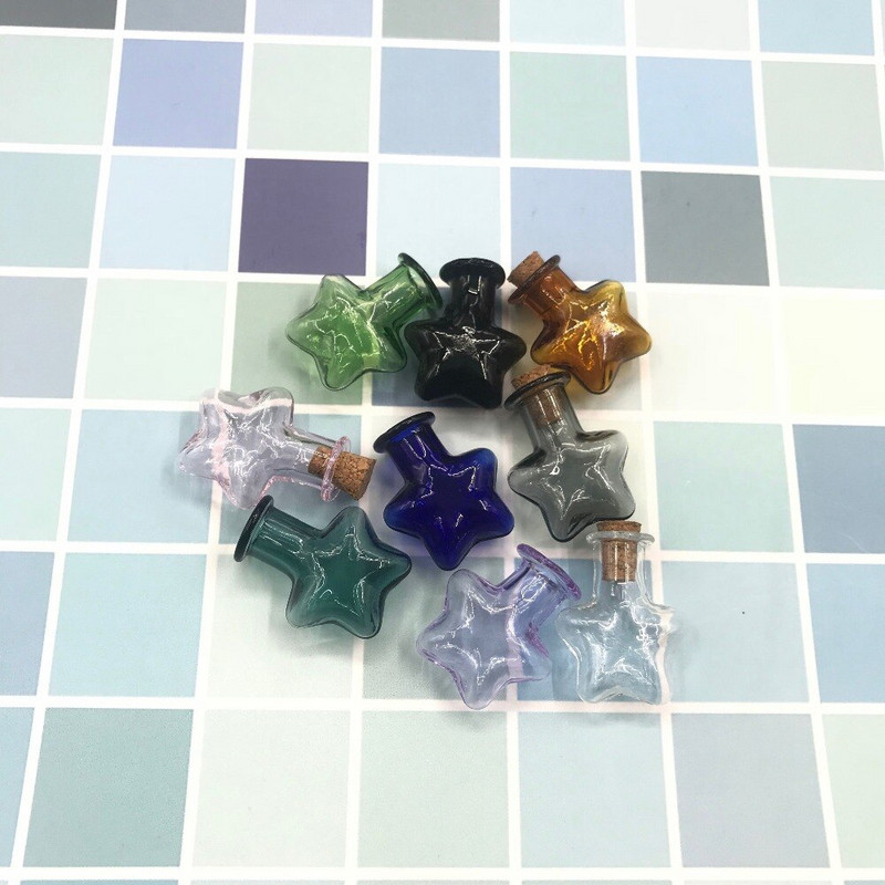 10 KOM Zvjezdica u obliku 9 boja Mini staklene prazne staklenke za uzorke Boca želja Prazne bočice za pohranu DIY privjesci Pluteni čep Uređenje doma
