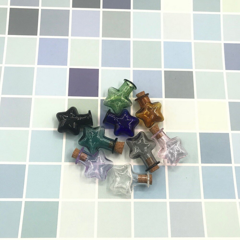 10 KOM Zvjezdica u obliku 9 boja Mini staklene prazne staklenke za uzorke Boca želja Prazne bočice za pohranu DIY privjesci Pluteni čep Uređenje doma