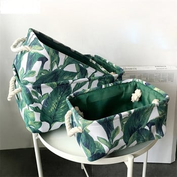 Leaf Print Canvas Sundries Καλάθι ρούχων Μεγάλης χωρητικότητας Τσάντα αποθήκευσης βρώμικα ρούχα Οργανωτές Αποθήκευση Παιδικό παιχνίδι Αποθήκευση στο σπίτι